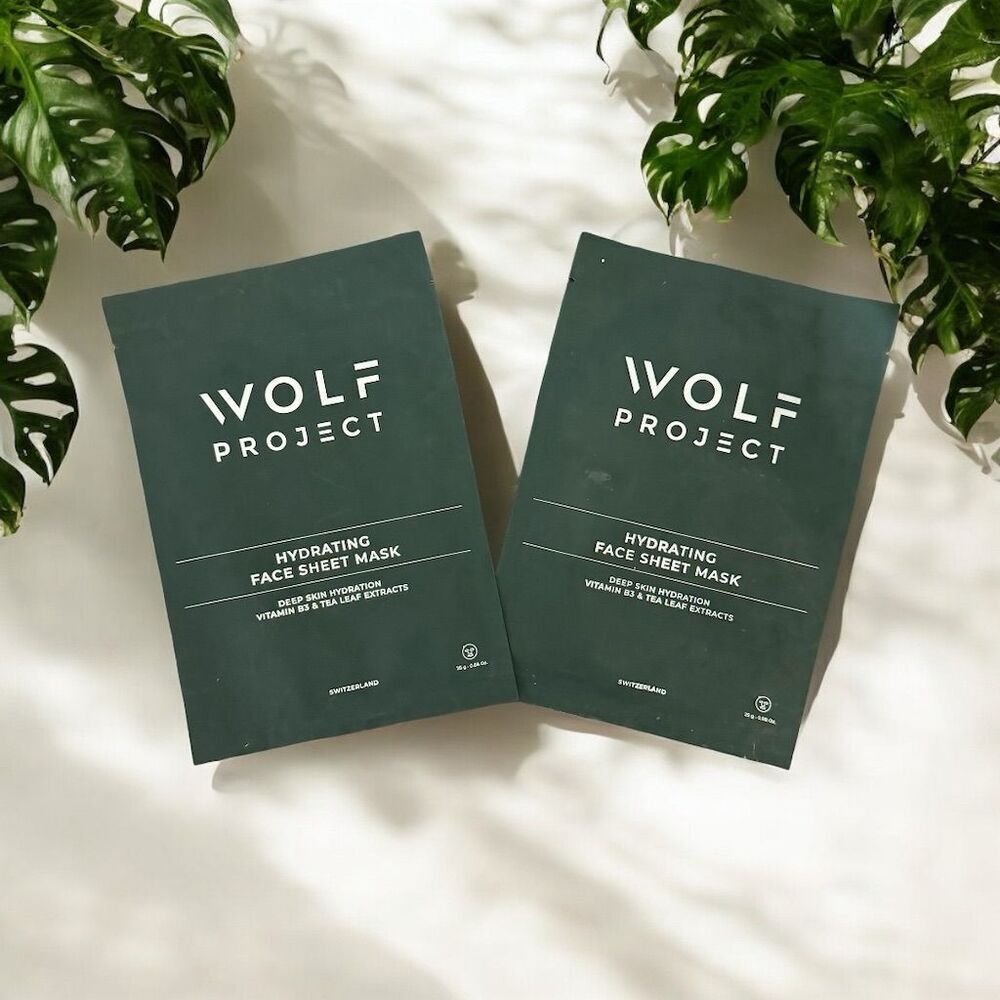Wolf Project Hydrating Face Sheet Mask 2 Packs Unisex Men’s Deep Skin Hydration